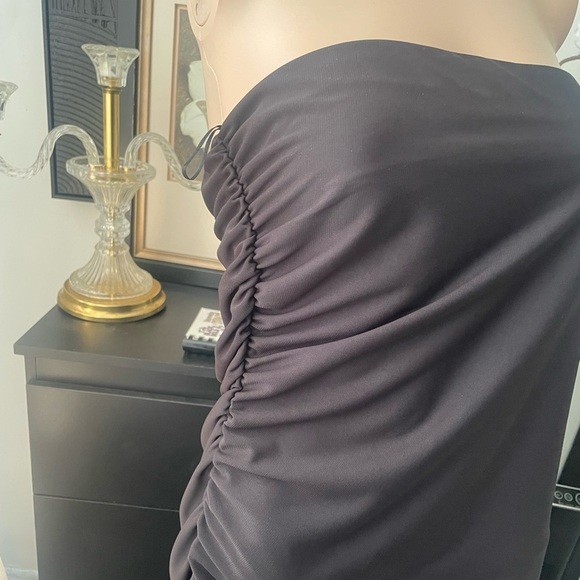 Zara Elegant Strapless Black Dress midi dress size extra large - Picture 2 of 12